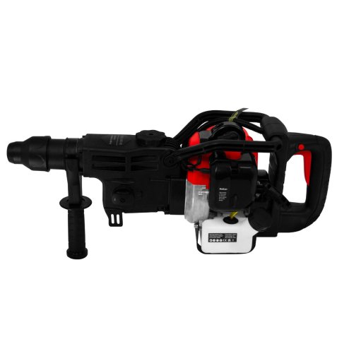 T-Mech Petrol Hammer Drill Cordless 2 Stroke 0.9KW 7500 RPM Rotary Breaker Chiselling Demolition Jackhammer Tool 32.6CC Single Cylinder Air Cooled Engine Chisel & Bit Attachments Tool Kit & Grease