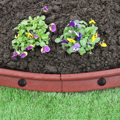 Flexible Lawn Edging Garden Border Grass Pathways Path Edge Vegetable Plot Flowerbed Raised Borders Rubber Artificial Grass Terracotta | Pack of 12 x 1.2m