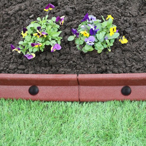 Flexible Lawn Edging Garden Border Grass Pathways Path Edge Vegetable Plot Flowerbed Raised Borders Rubber Artificial Grass Terracotta | Pack of 50 x 1.2m