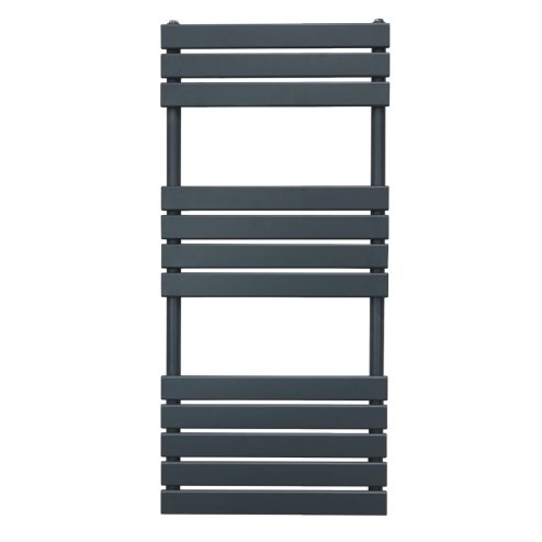 Vertical Towel Radiator Designer Flat Panel 1200mm x 500mm Bathroom Heated Rail Matt Anthracite Grey Central Heating Ladder Heater Wall Mounted Carbon Steel FREE Cleaning Brush Fixing Kit & Brackets