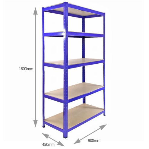 2 x 90cm T-Rax Heavy Duty Racking Metal Storage Shelving Units & Garage Workbench Blue