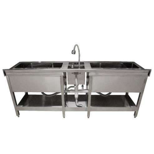 Double Cocktail Bar Station 360°C Swivel Mixer Tap Stainless Steel Insulated Ice Well Professional Glass Rinser Workstation Sink Double Speed Rail FREE Boston Cocktail Shaker + 8 x Gastro Pots