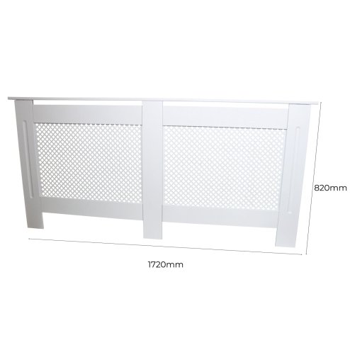 Radiator Cover White MDF Trellised Grill Modern Cabinet Shelf 1720mm