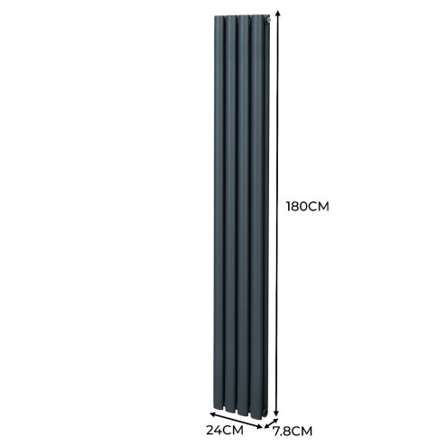 Oval Column Radiator 1800mm x 240mm Modern Designer Double Panel Central Heating Heater Matt Anthracite Grey Carbon Steel Vertical Kitchen Living Room FREE Cleaning Brush Fixing Kit & Brackets