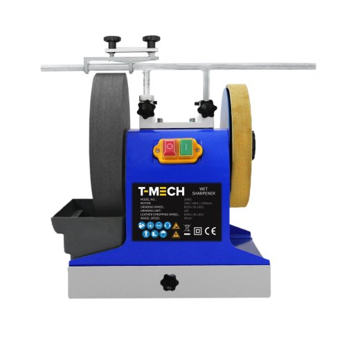 T-Mech Wet Sharpener 200W Flat Oil Stone Metal Polish Leather Stropping Wheel Grinding Jig Tool Sharpen Angle Guide