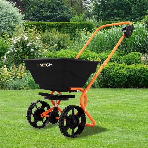 Rotary Spreader Seed Fertiliser Grass Gritter Rock Salt Lawn Garden Outdoor Sand Grit Winter Fertilizer Variable Flow 55lbs / 25kg