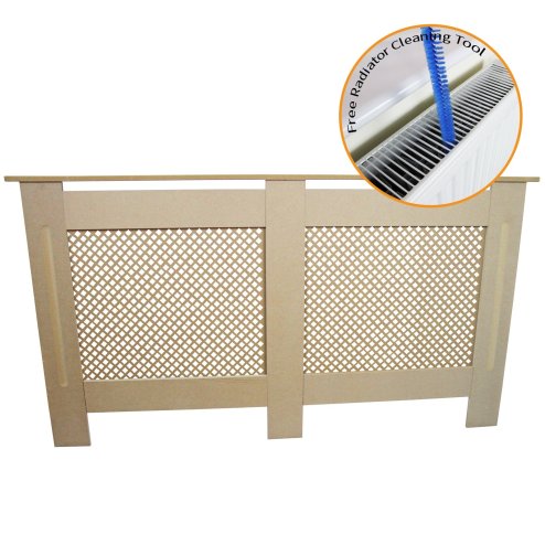 Radiator Cover Natural Unfinished MDF Trellised Grill Modern Cabinet Shelf 1515mm