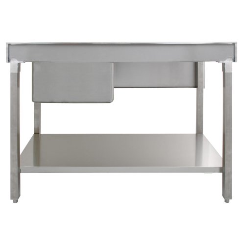 Catering Sink Stainless Steel Commercial Kitchen Restaurant Bar Utility Single Bowl Left Hand Drainer Free Standing Lower Storage Shelf Adjustable Feet Splashback 90 x 120 x 60cm FREE Strainer Plug