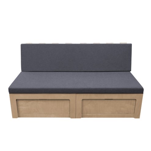 Sliding Camper Sofa Bed & Cushions Pull Out Bench Vivaro Movano Sprinter VW T4 T5 T6 Transit DIY Van Conversion Under Seat Storage Storage Nets Cup Holder 8cm Thick Mattress Washable Covers Fixing Kit