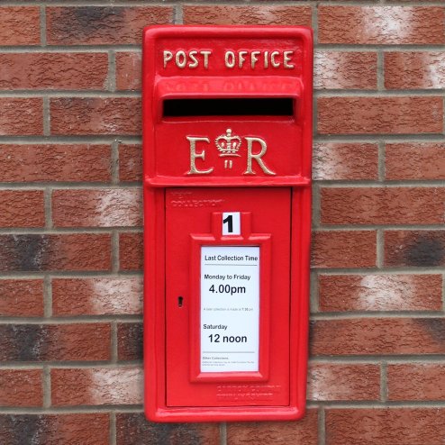 Royal Mail Post Box with Floor Stand ER Cast Iron Wall Mounted Wedding Authentic Pillar Replica Lockable Post Office Letter Box Red