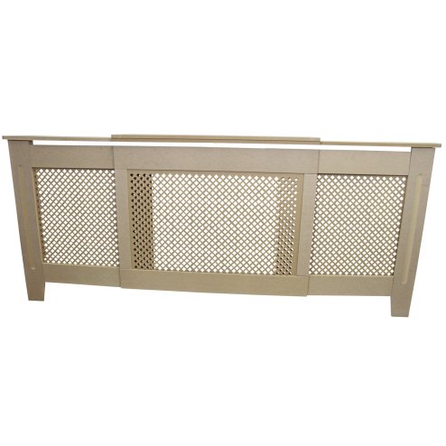 Adjustable Radiator Cover Natural Un-Finished MDF Trellised Grill Modern Cabinet Shelf 1400mm - 1920mm