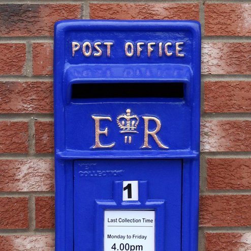 Royal Mail Post Box Scottish Cast Iron Wall Mounted Royal Mail Wedding Authentic Pillar Replica Lockable Post Office Letter Box Blue