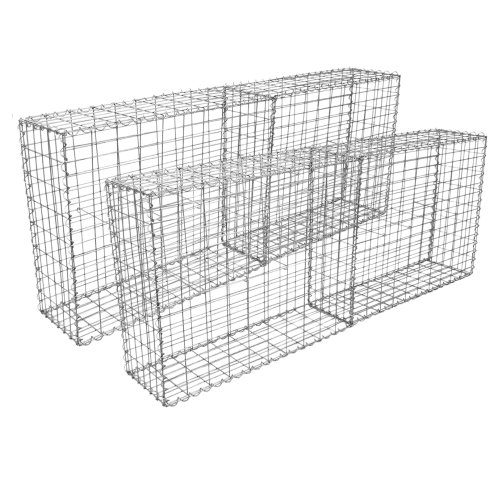Monster Shop Gabion Baskets Galvanised Steel Cages Stone Mesh Wire Outdoor Basket Spiral Retaining Wall Planter Garden / 100 x 95 x 30cm / 4 Pack