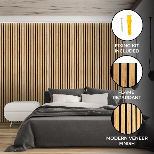 Acoustic Slat Wall Panel - Oak