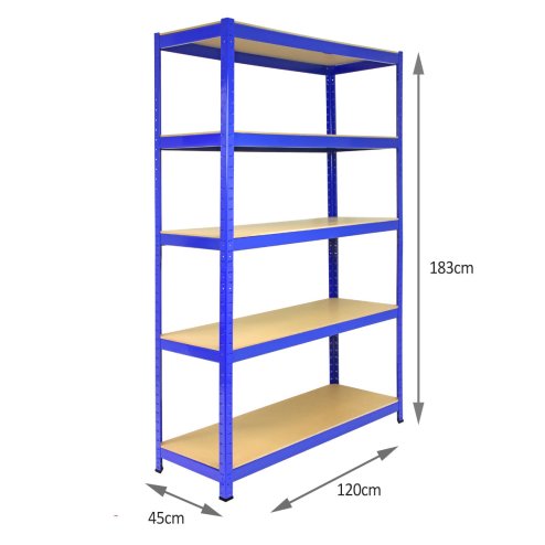 5 Bay Warehouse Shelving / Shed Storage / Garage Racks 5 Tier 120cm x 45cm x 180cm T-RAX + FREE Rubber Mallet