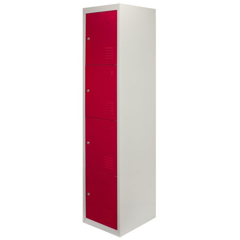 MonsterShop 3 x Metal Lockers, 4 Door Storage, Blue & Grey Metal Lockable Unit, School Staff Gym Changing Room