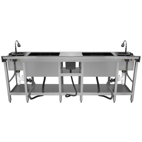 Twin Cocktail Bar Station Free-Standing Stainless Steel Insulated Ice Well Sink 360 Mixer Tap Glass Refresher Drip Tray Blender Shelf Speed Rail Shelves Gastro Pots Knife Holder FREE Boston Shaker