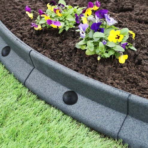 Flexible Lawn Edging Garden Border Grass Pathways Path Edge Vegetable Plot Flowerbed Raised Borders Rubber Artificial Grass Grey | Pack of 16 x 1.2m