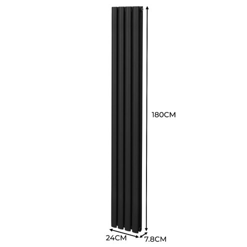 Oval Column Radiator 1800mm x 240mm & TRV Chrome Valves Modern Designer Double Panel Central Heating Heater Black Steel Vertical Kitchen Living Room FREE Cleaning Brush Fixing Kit & Brackets