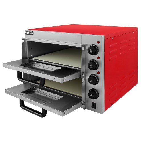 Electric Pizza Oven with Audible Timer & Twin Deck Firebrick / Commercial Baking & Grilling
