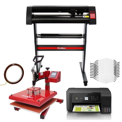 10 Face Masks Sublimation Blank Medium / Vinyl Cutter Plotter 720mm / Swing Heat Press Machine / Eco Tank Printer / Signcut Pro Software Bundle / 5 Layer Filter Adults White Custom Facemasks