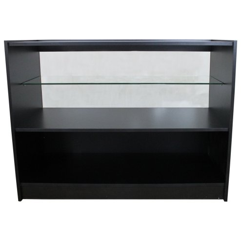 MonsterShop Retail Counter Black Display Storage Showcase Cabinet Glass Shelves C1200