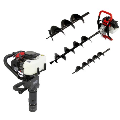 Petrol Earth Auger Drill Garden Earth Borer Post Hole Digger Borer 52cc & Post Driver 2-Stroke Fence Post Knocker Rammer Garden Hole Digger 52cc Borer Picket Fencing SET FREE Safety Gear