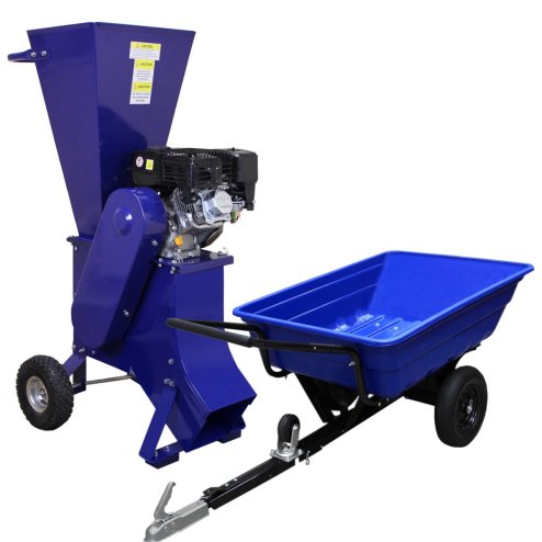 ATV Trailer 295kg Tipping & 15HP Wood Chipper Petrol Shredder Mulcher Powerful 420cc 3600rpm 4 stroke Garden Quad Tractor Farm Agriculture Heavy Duty Pneumatic Tyres FREE Tool Kit Protection Equipment