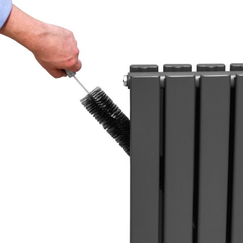 Designer Radiators 160 x 28cm Flat Panel Modern Central Heating Anthracite Grey Vertical Column Double Panel Wall Mounted Slimline Kitchen Living Room Bathroom Commercial Cleaning Brush & Fixing Kit