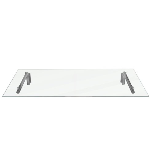MonsterShop 1440 x 800mm Glass Canopy, 4 Stainless Steel Brackets, Front/Back Door Porch Shelter