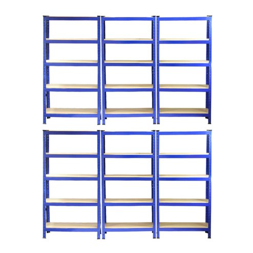 Racking Storage Shelving 75cm Heavy Duty Garage 5 Tier Black & Blue Steel Shelf Unit 75cm x 30cm x 150cm (6, Blue)