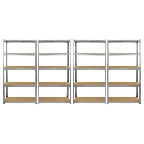 Monster Racking 4 x Galwix Steel Shelving, 175kg/shelf, 90 x 30 x 180cm, 5 Tier Galvanised Storage Bays