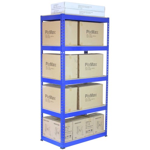 2 x Blue Racking Bay Unit 5 Tier Heavy Duty Steel Metal 150kg capacity Per Shelf Garage Shelves Storage Warehouse Shed Workshop Boltless Shelving 75cm x 150cm x 30cm