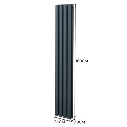 Oval Column Radiator 1600mm x 240mm & TRV Chrome Valves Modern Designer Double Panel Central Heating Heater Anthracite Grey Steel Vertical Kitchen Living Room FREE Cleaning Brush Fixing Kit & Brackets