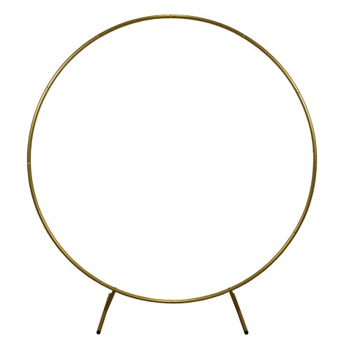 Wedding Moongate Gold Arch 2m/ 200cm  & Weeping Willow Light Up Tree Warm White LED Metal Flat Base Arbour Background Decor Flower Balloon Circle Hoop Frame Outdoor Backdrop  Decoration Prop