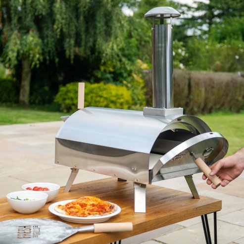 Fresh Grills Premium Outdoor Pizza Oven, Dual-Wall Insulated, Multi-Fuel, 500C Max Temperature with Pizza Peel, Stone & Rain Cover