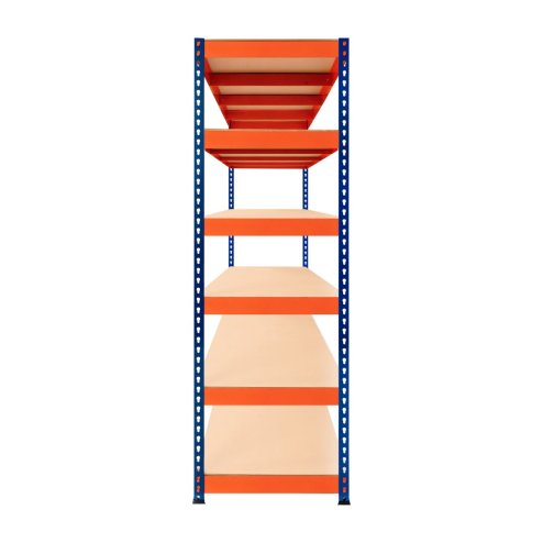 Garage Racking S-Rax Shelving Unit 6 Shelf 180cm x 180cm x 60cm Rack Heavy Duty Steel 300kg Capacity Per Shelf Adjustable Layout Boltless Assembly Rubber Feet 3 Reinforced Support Bars Warehouse