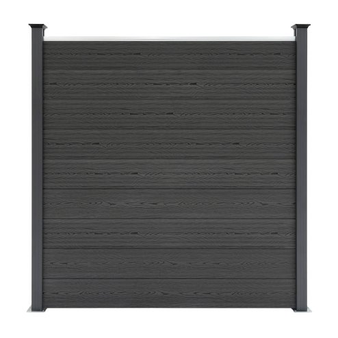 Composite Fence Panels, Angled Piece & LED Posts 6ft x 20ft - Grey