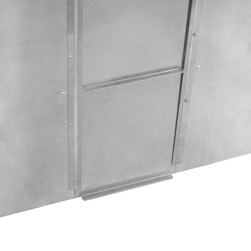 Coal Storage Bunker 500kg 772L Galvanised Steel Raised Metal Base Strengthening Bar Baffle Plate Waterproof Rust & Rodent Proof Wood Fire Sliding Door Hinged Lid Handle FREE Coal Shovel