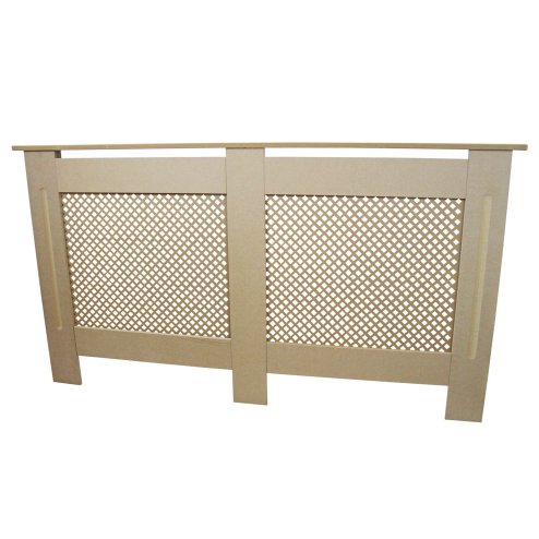 Radiator Cover Natural Unfinished MDF Trellised Grill Modern Cabinet Shelf 1515mm