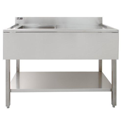 KuKoo Commercial Kitchen Catering Sink & Pre-Rinse Mixer Tap, RH Drainer Stainless Steel, 1.0 Bowl, 120cm Wide
