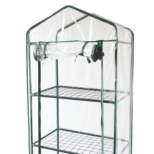 4 Tier Mini Greenhouse PVC Transparent Waterproof Cover Plastic Small Shelves Grow House Plants Garden Outdoors Steel Frame | Free Trowel