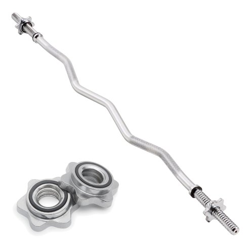 Body Revolution EZ Barbell Bar - 1.2m EZ Weight Lifting Bar for 1 Inch Standard Weights Plates - Barbell for Bench Press, Curls and Bodybuilding With Spring Collar