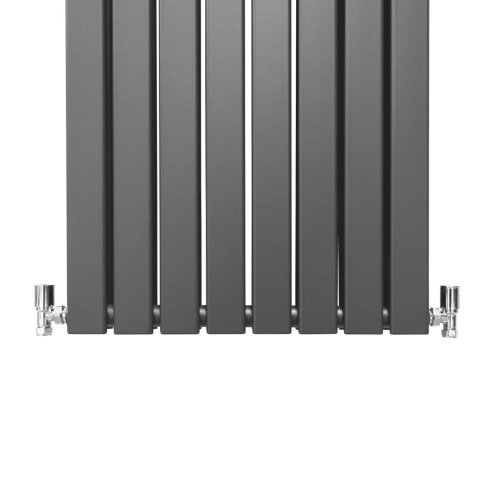 Designer Radiators 180 x 56cm Flat Panel Modern Central Heating Anthracite Grey Vertical Column Double Panel Wall Mounted Slimline Kitchen Living Room Bathroom Commercial Cleaning Brush & Fixing Kit