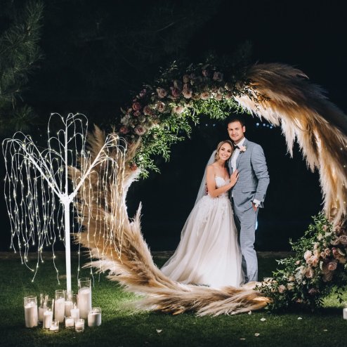 Wedding Moongate White Arch 2m/200cm & Weeping Willow Light Up Tree Warm White LED with Metal Flat Base Arbour Background Decor Flower Balloon Circle Hoop Frame Outdoor Backdrop Wedding Decoration