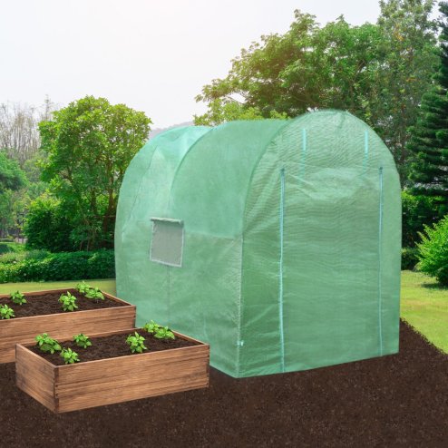 Polytunnel Greenhouse Walk In Galvanised Windows Doors Growhouse PE Cover Gardening Metal Frame Outdoor Garden Tent Vegetable Flower Plant 19mm Diameter | 2 x 2.5m