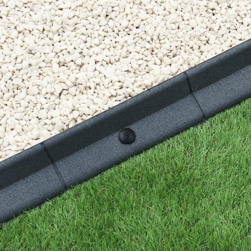 Flexible Lawn Edging Garden Border Grass Pathways Path Edge Vegetable Plot Flowerbed Raised Borders Rubber Artificial Grass Grey | Pack of 36 x 1.2m