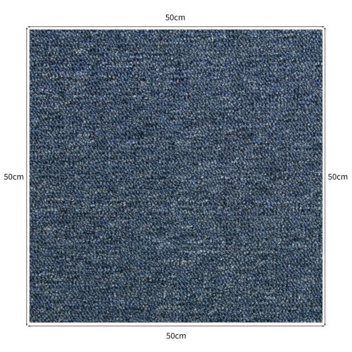 40 x Carpet Tiles Storm Blue 10m2 Heavy Duty Commercial Retail Shop Office Home Domestic Premium Flooring Easy Installation 50cm x 50cm Square Anti Slip