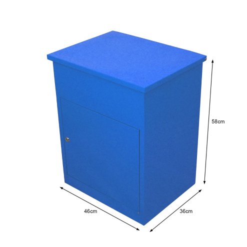 Parcel Post Box Lockable Wall Mounted Secure Large Outdoor Letter Smart Mail Drop Box Weatherproof Galvanised Steel | 5 Keys | 580 x 460 x 360mm - Blue