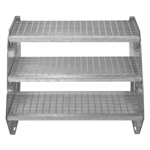 Metal Staircase 5 Section Adjustable Height 90cm / 900mm Wide Galvanised Steel Silver 5 Steps Weatherproof Grate Step Outdoor Garden Patio Modular Stairs 5mm Rod Thickness FREE Fixing Kit